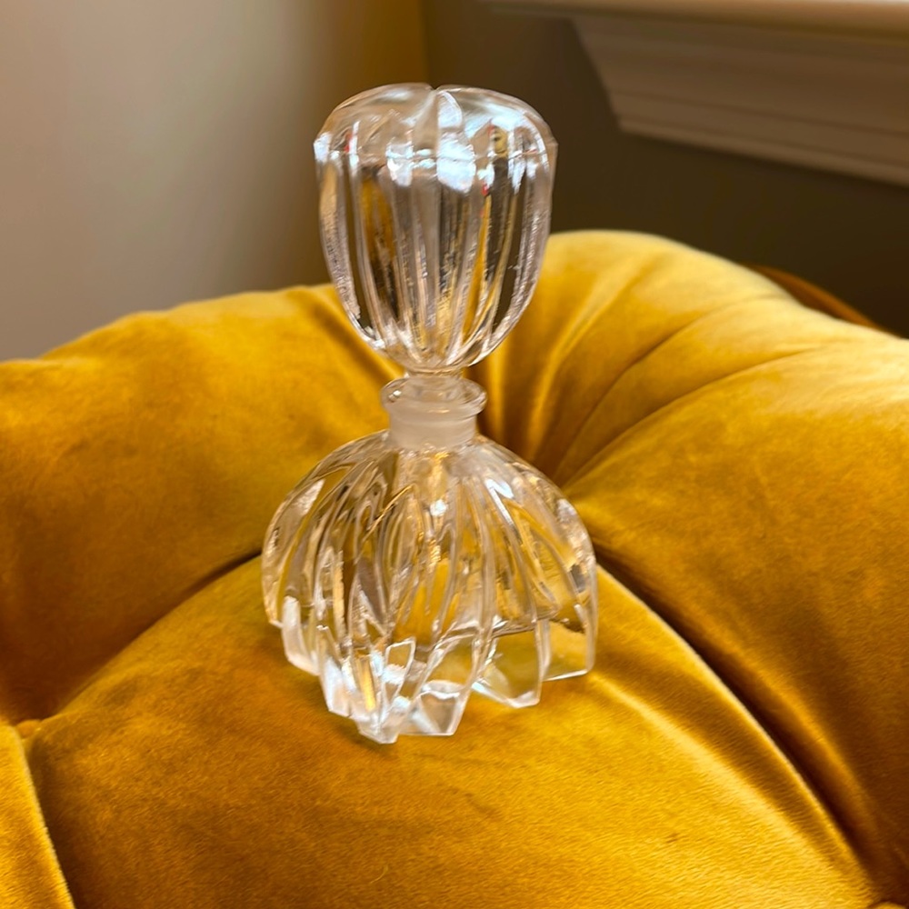 Vintage Cut Glass Perfume Bottle with Removable Lid